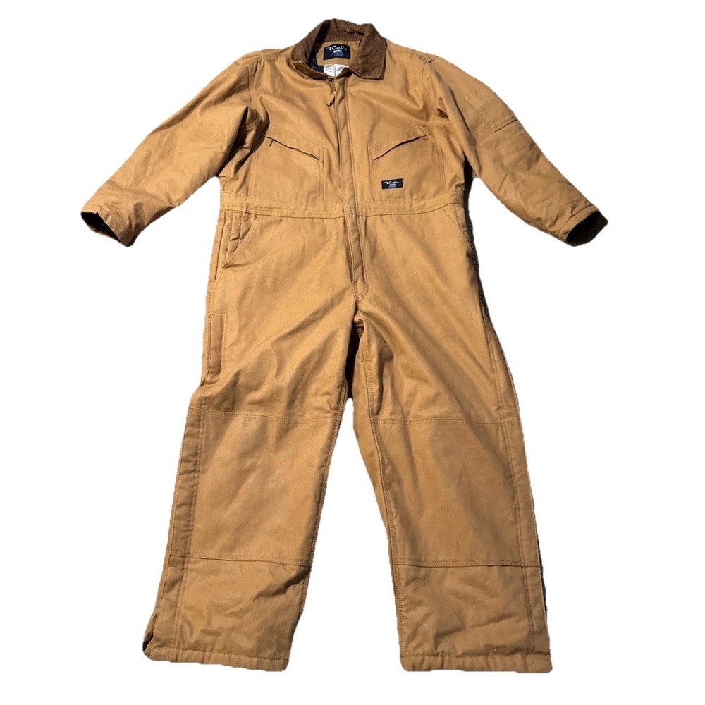 Walls Workwear Insulated Coveralls Mens XL Short Brown Duck Canvas Work Bib